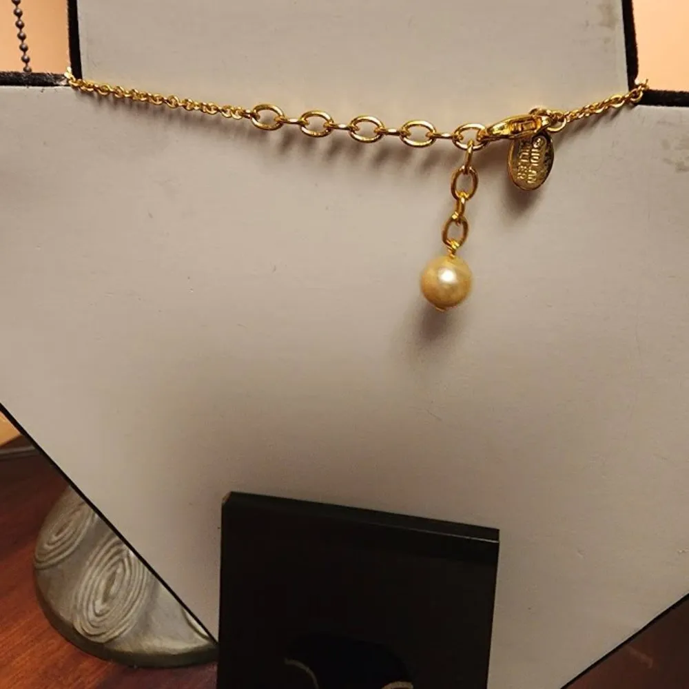 Nolan Miller Glamour Collection Goldtone Faux Pearl Rhinestone Necklace