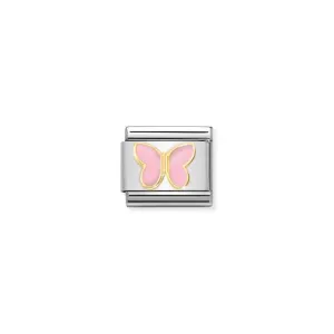 Nomination Composable Link Pink Butterfly, 18K Gold & Enamel