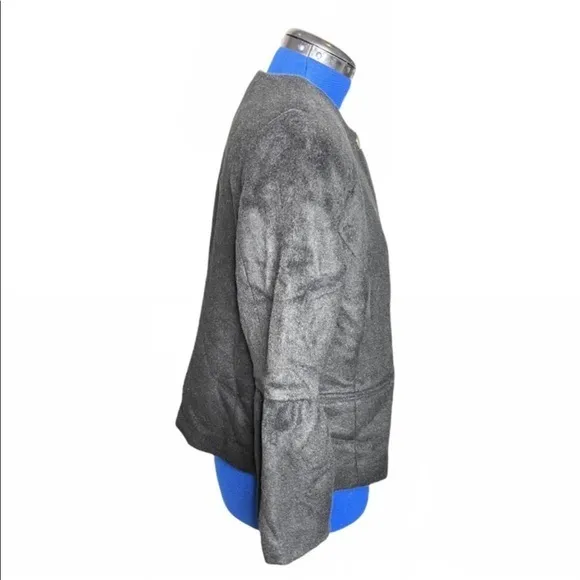 NWOT Jessica‎ London 16W black wool blend silver button retro bell sleeve coat
