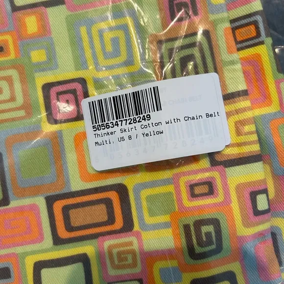 NWT Thinker Mod Geometric Mini Skirt With Chain Belt