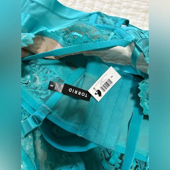 NWT Torrid Retro Ribbon Cutout Longline Bra   Panties