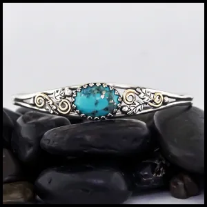 Oak Leaf Cuff Bracelet with Turquoise