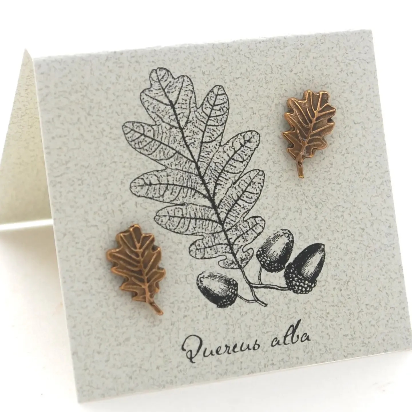 Oak Leaf Stud Earrings in 14k Gold Plate