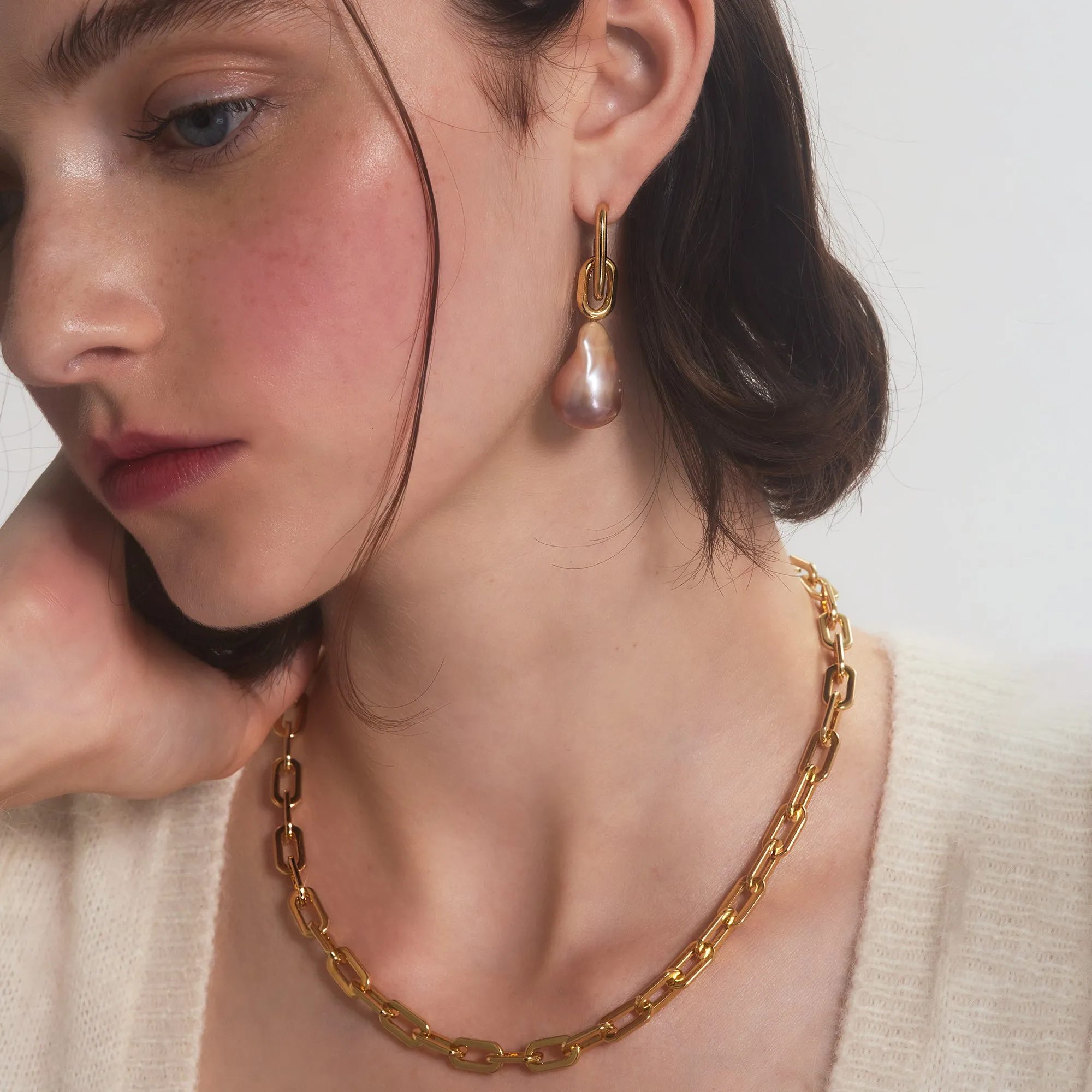 Octagon Chain Necklace in Gold