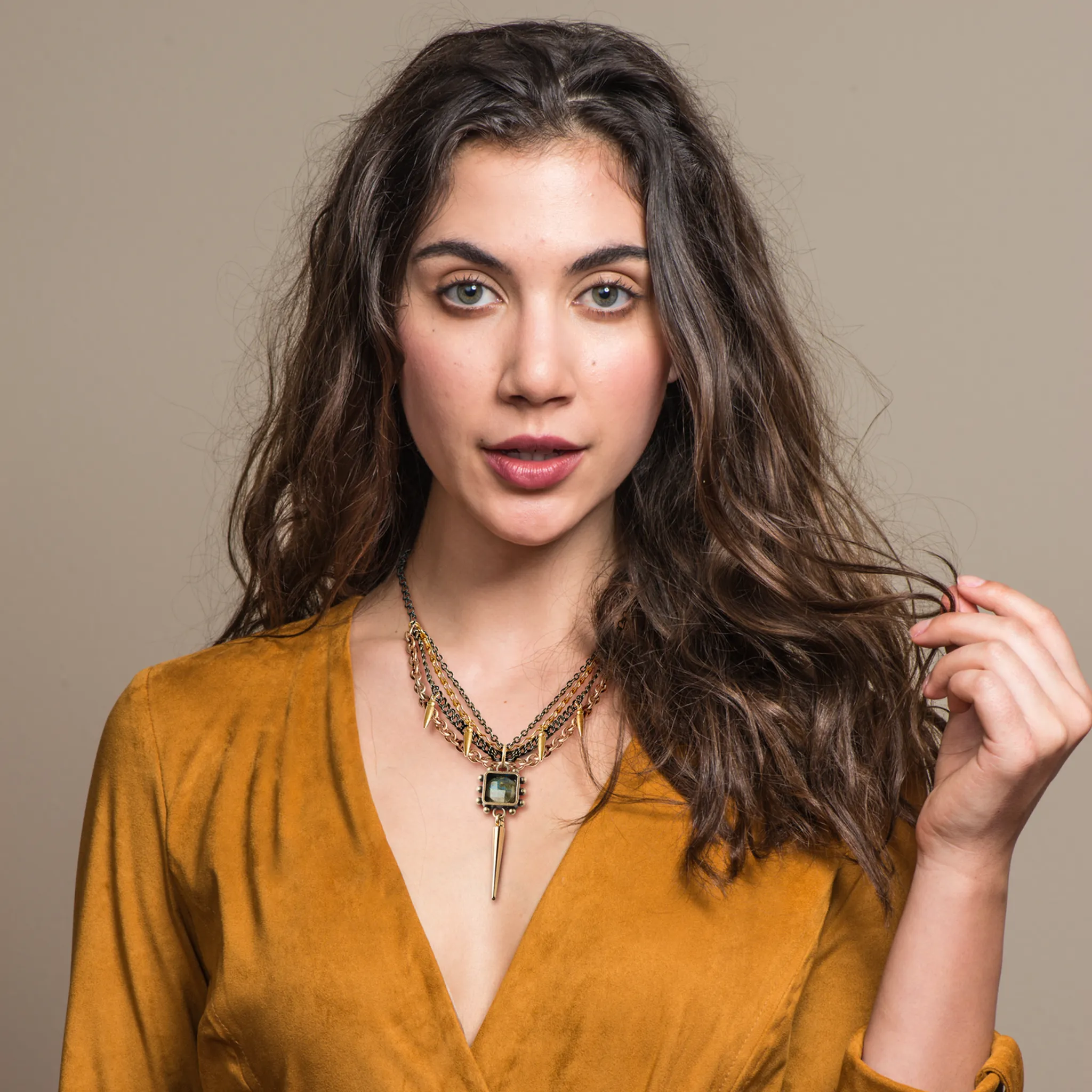 One-Of-A-Kind Labradorite Stone Necklace With Charms