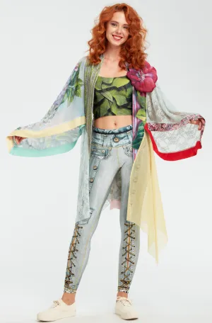 Open Colorful Print Kimono