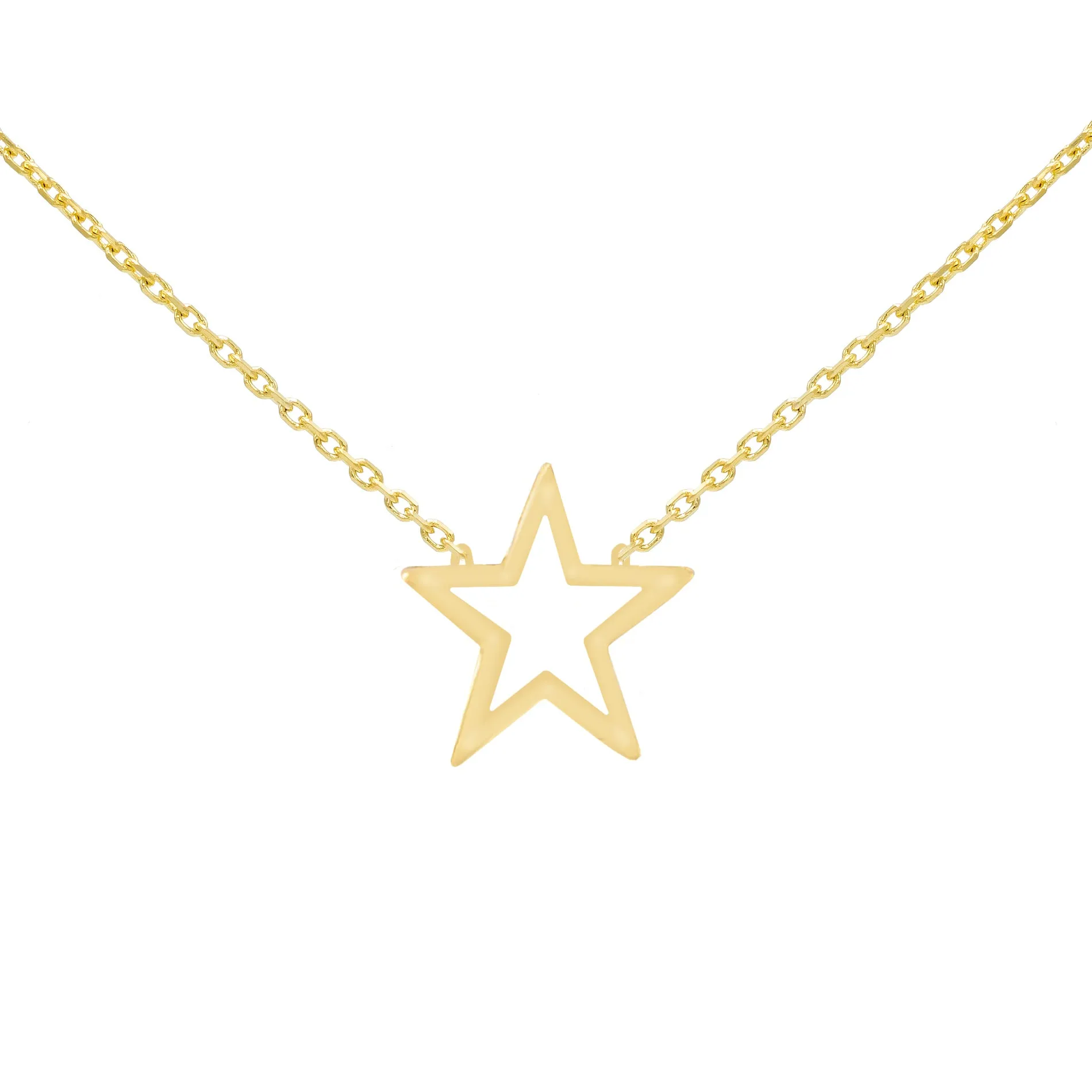 Open Star Necklace 14K