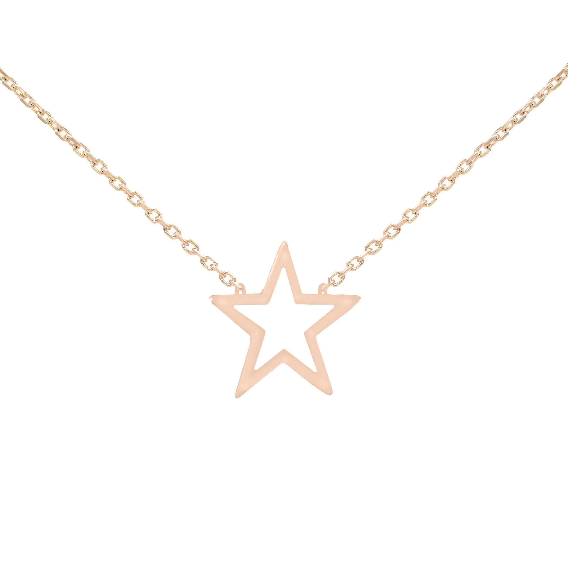 Open Star Necklace 14K