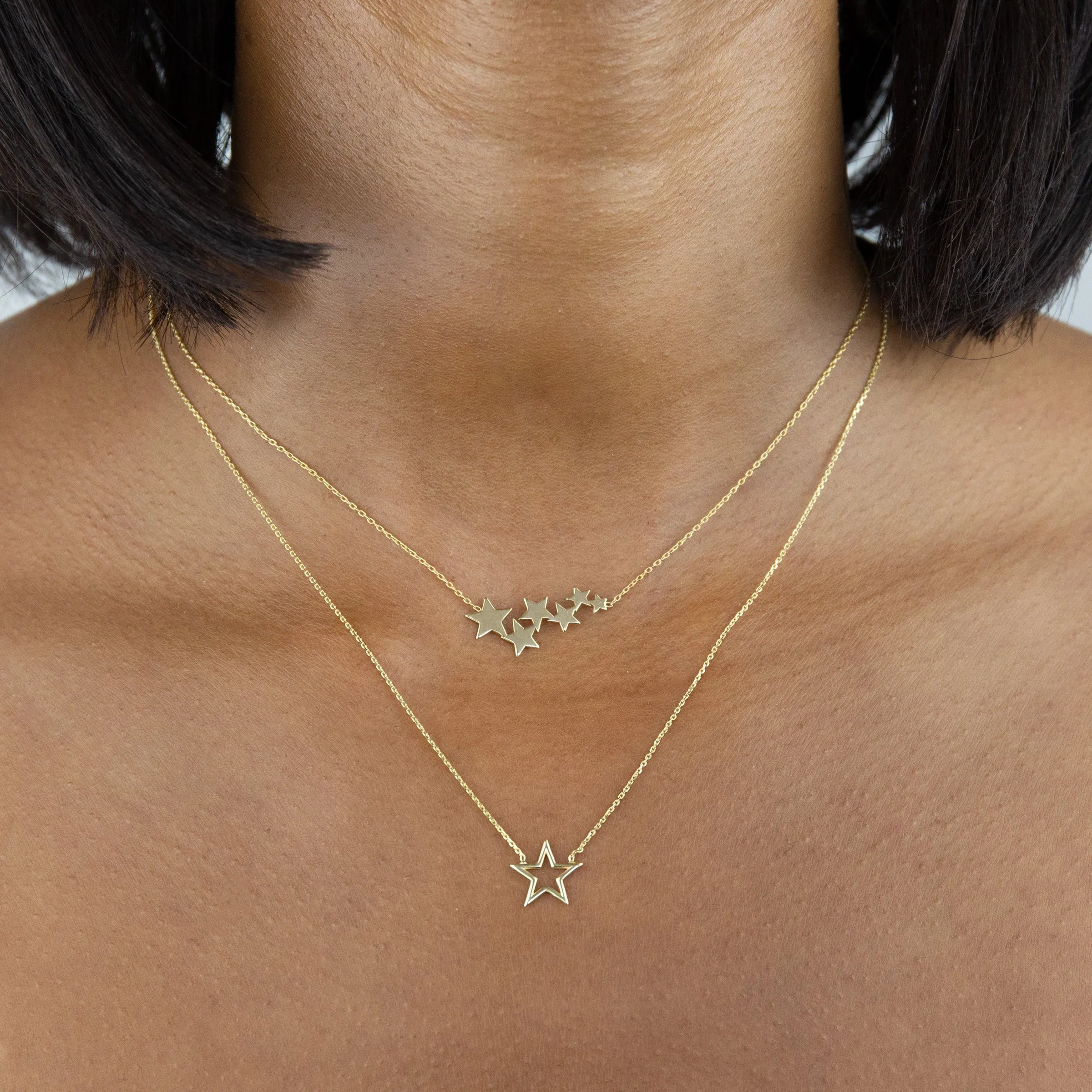 Open Star Necklace 14K