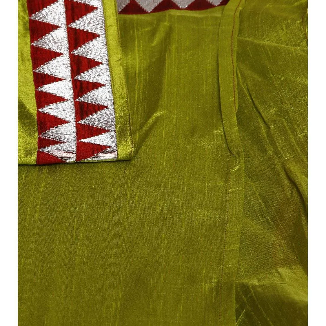Orange Block Printed Chiffon Saree (100000043790)