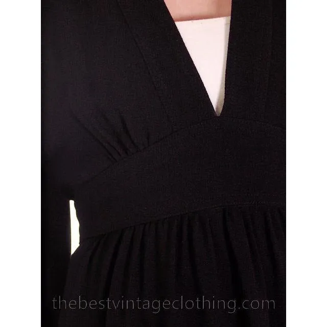 Ossie Clark Vintage 1970s  Maxi Gown Black Moss Crepe 1940s Style 14/38 M-L