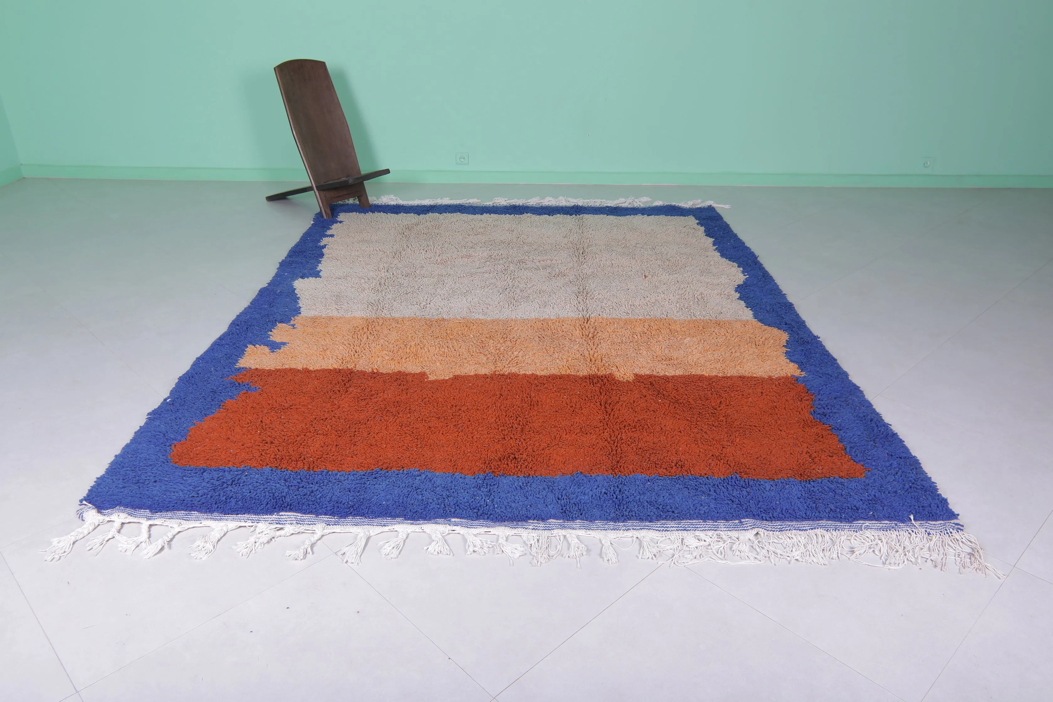 Oversized Azilal Area Rug – 7.8 x 10 ft with Bold Color Blocks