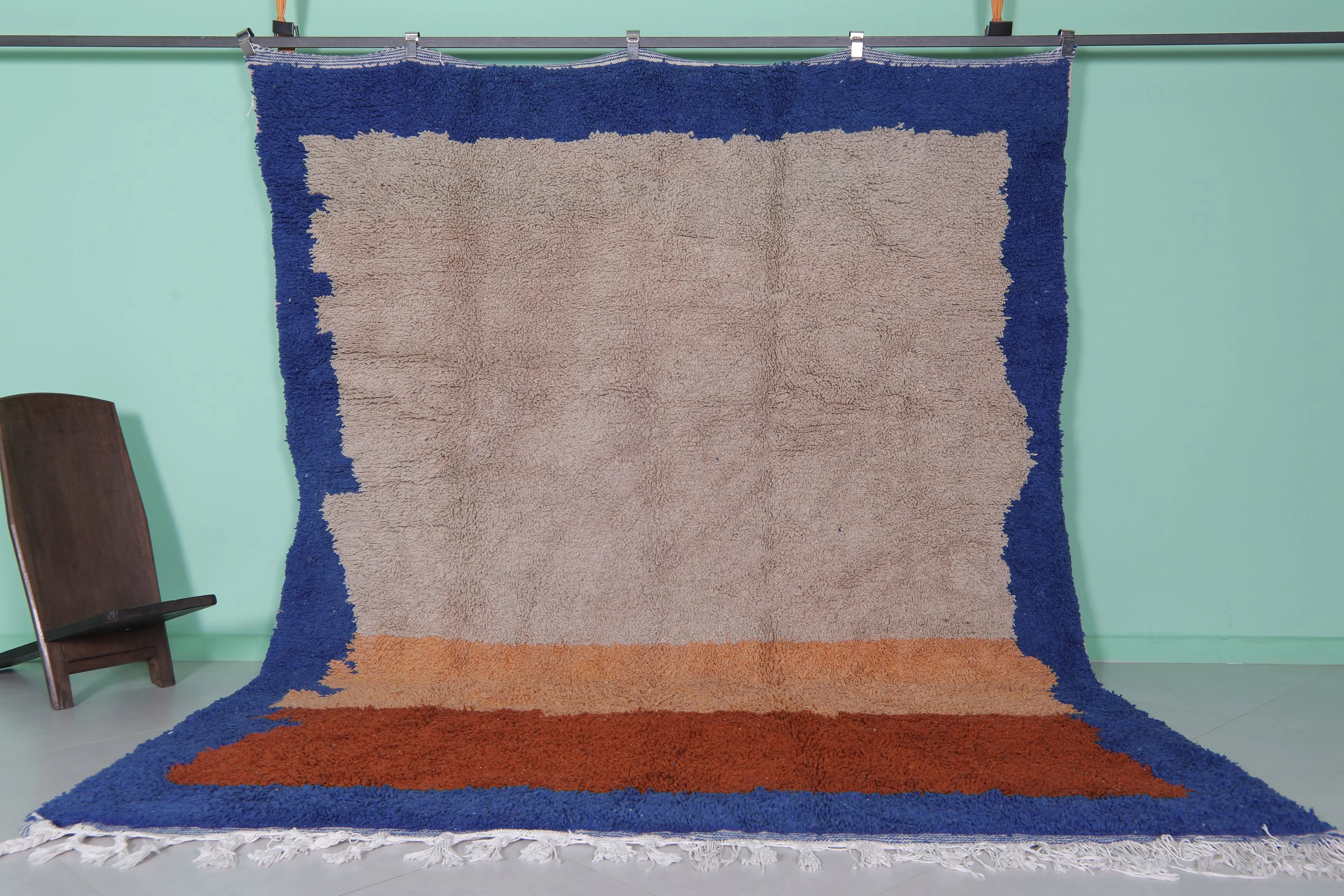 Oversized Azilal Area Rug – 7.8 x 10 ft with Bold Color Blocks