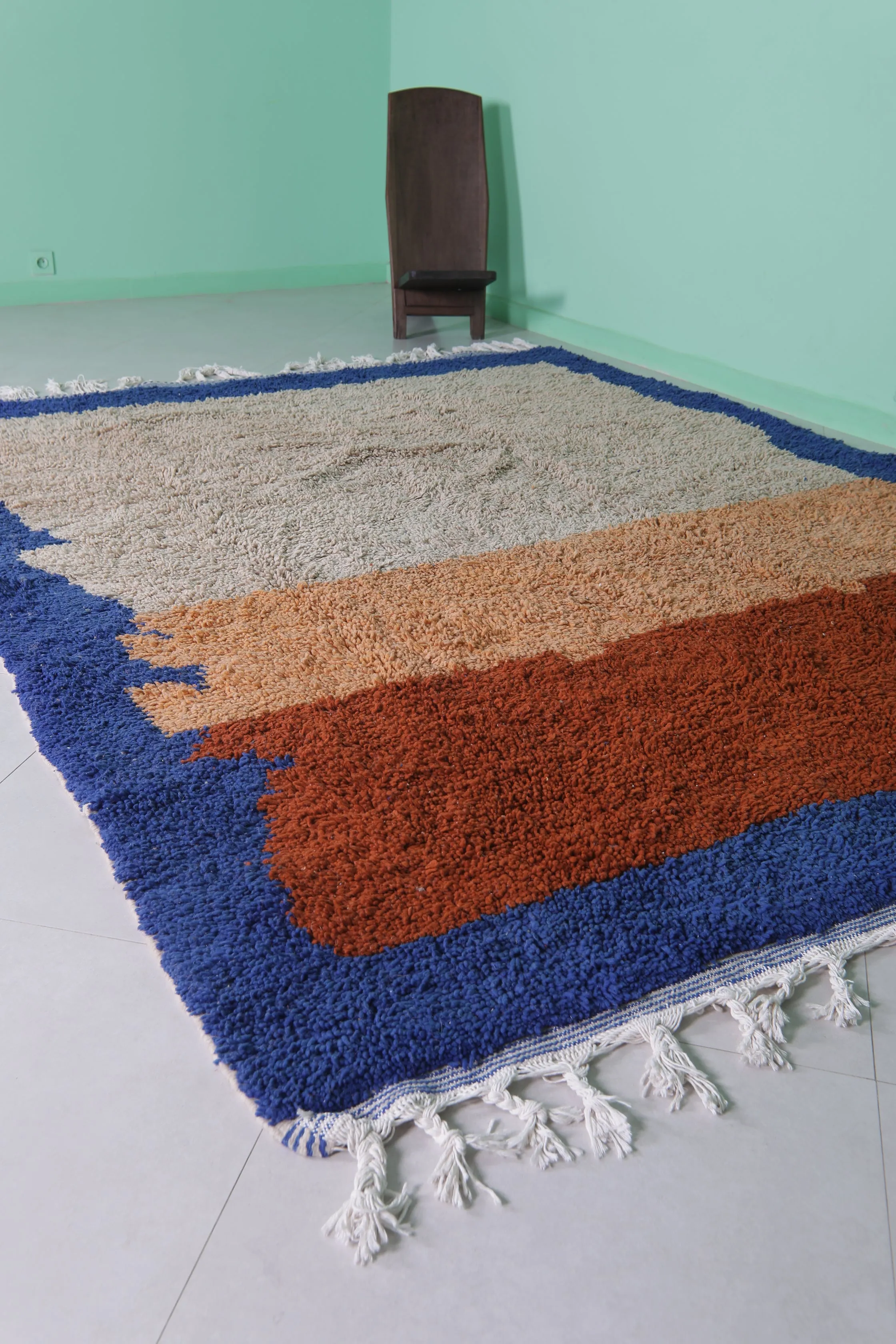 Oversized Azilal Area Rug – 7.8 x 10 ft with Bold Color Blocks