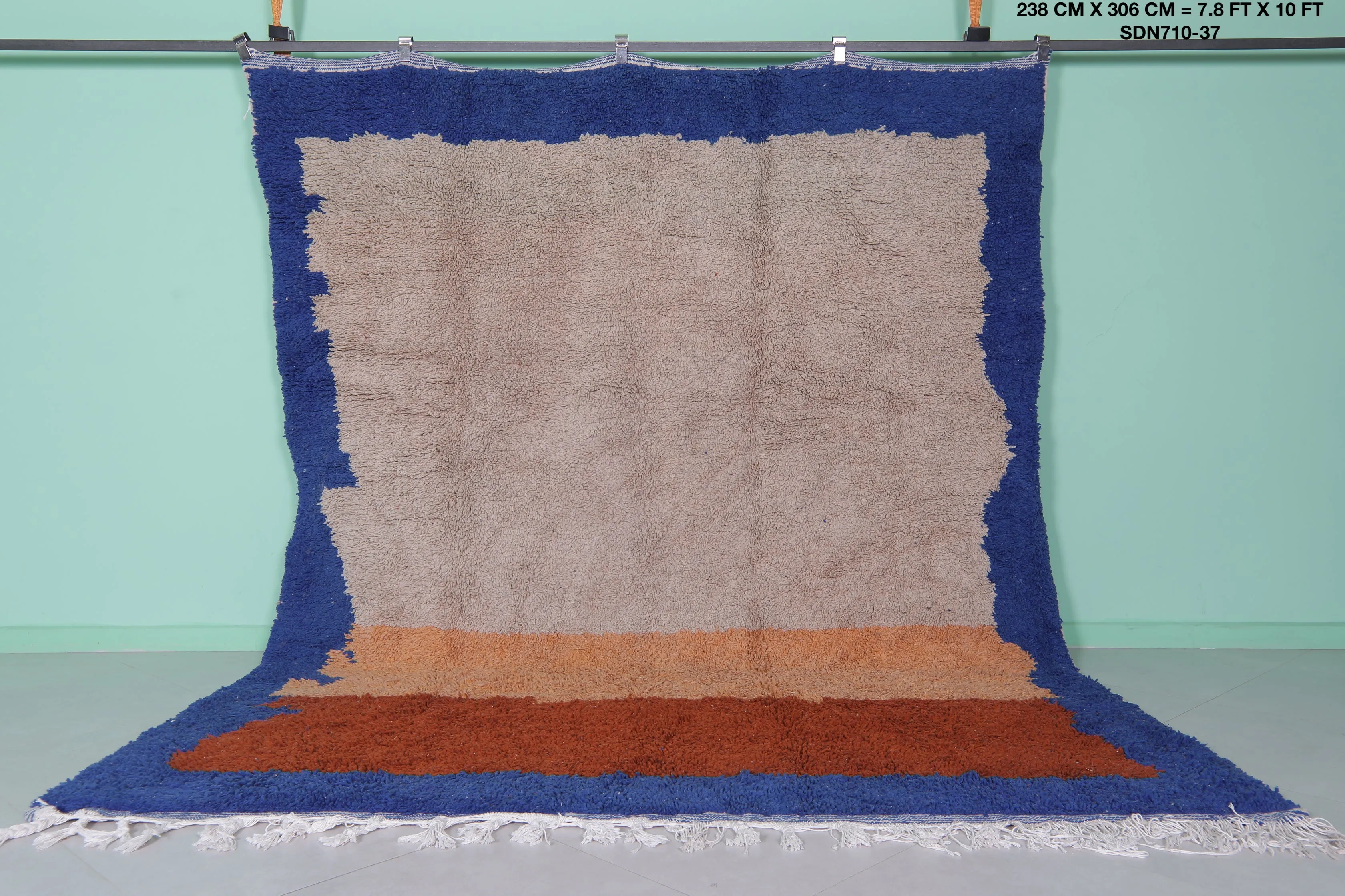 Oversized Azilal Area Rug – 7.8 x 10 ft with Bold Color Blocks