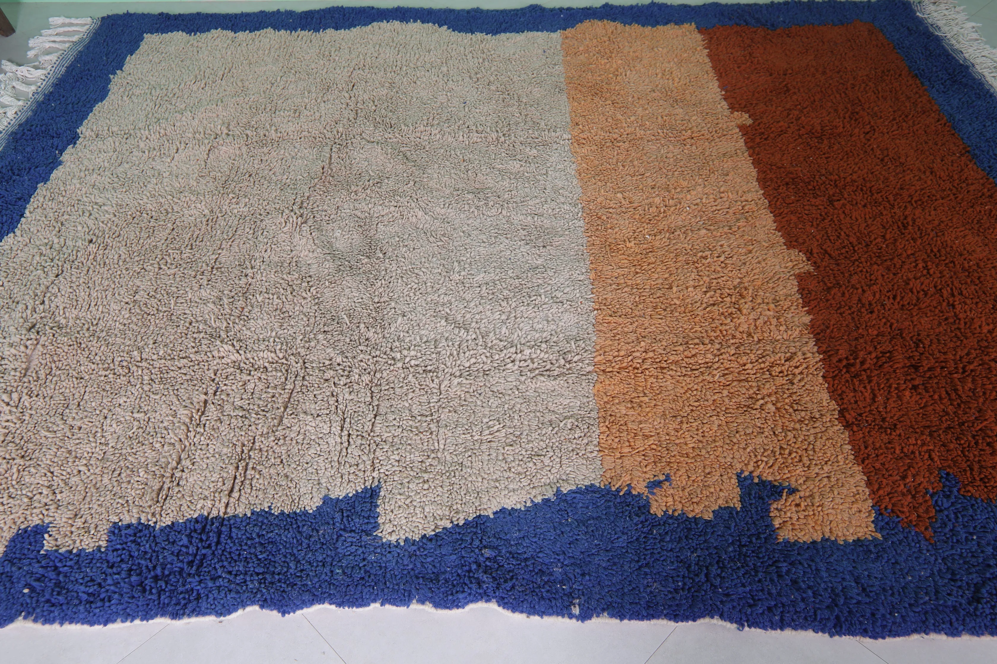 Oversized Azilal Area Rug – 7.8 x 10 ft with Bold Color Blocks