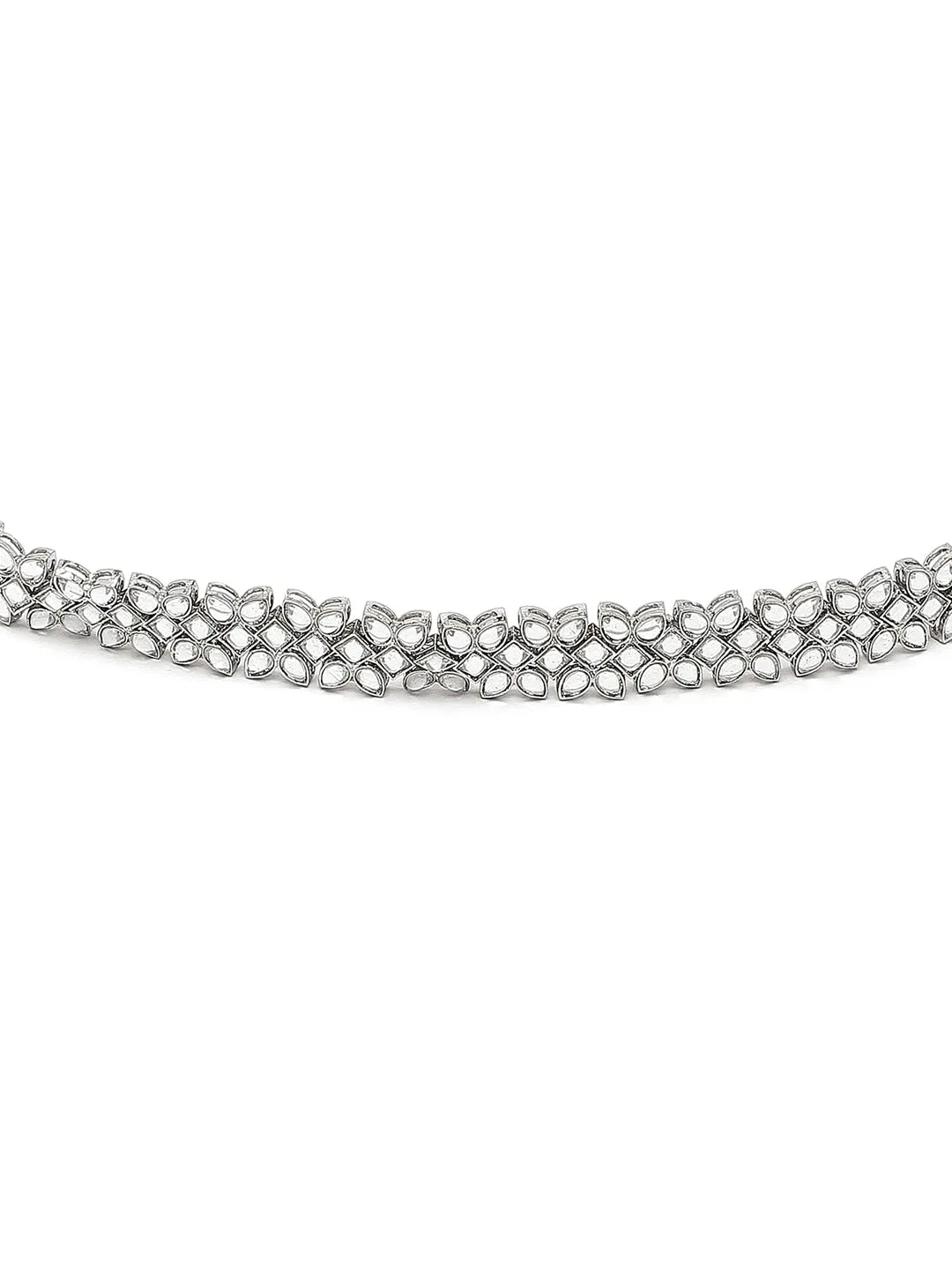 Oxidised Silver-Toned & White Kundan Studded Kamarbandh