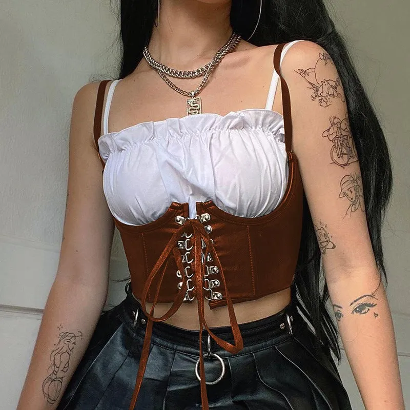 [@p273] Retro Pu Leather Vest Corset N033103