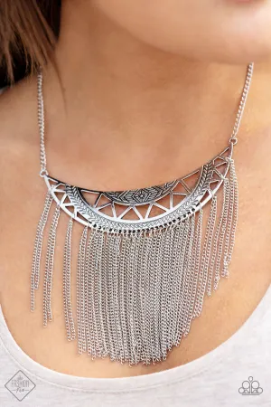Paparazzi - Empress Excursion  - Silver Fringe Necklace