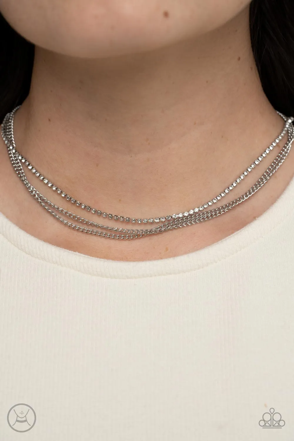 Paparazzi Glitzy Gusto - White Choker Necklace