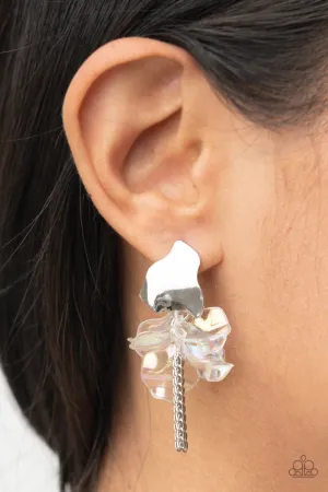 Paparazzi Harmonically Holographic - White Iridescent Earrings