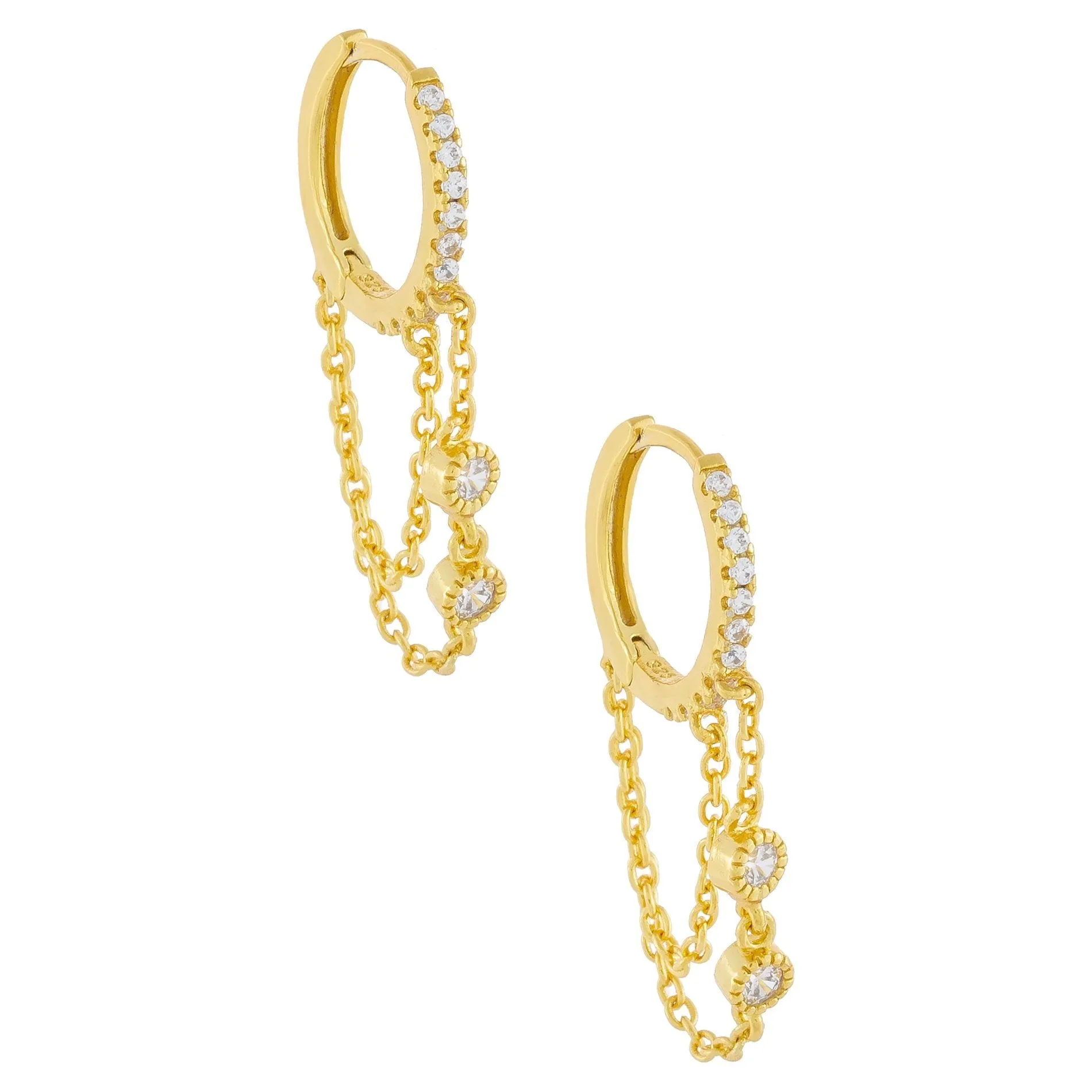 Pavé X Bezel Chain Huggie Earring