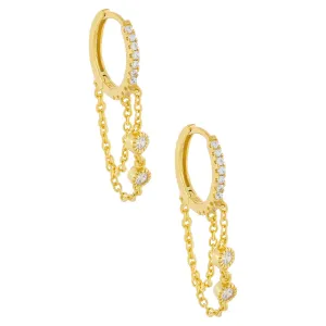 Pavé X Bezel Chain Huggie Earring