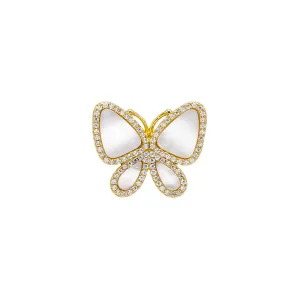 Pave Outlined Stone Butterfly Ring