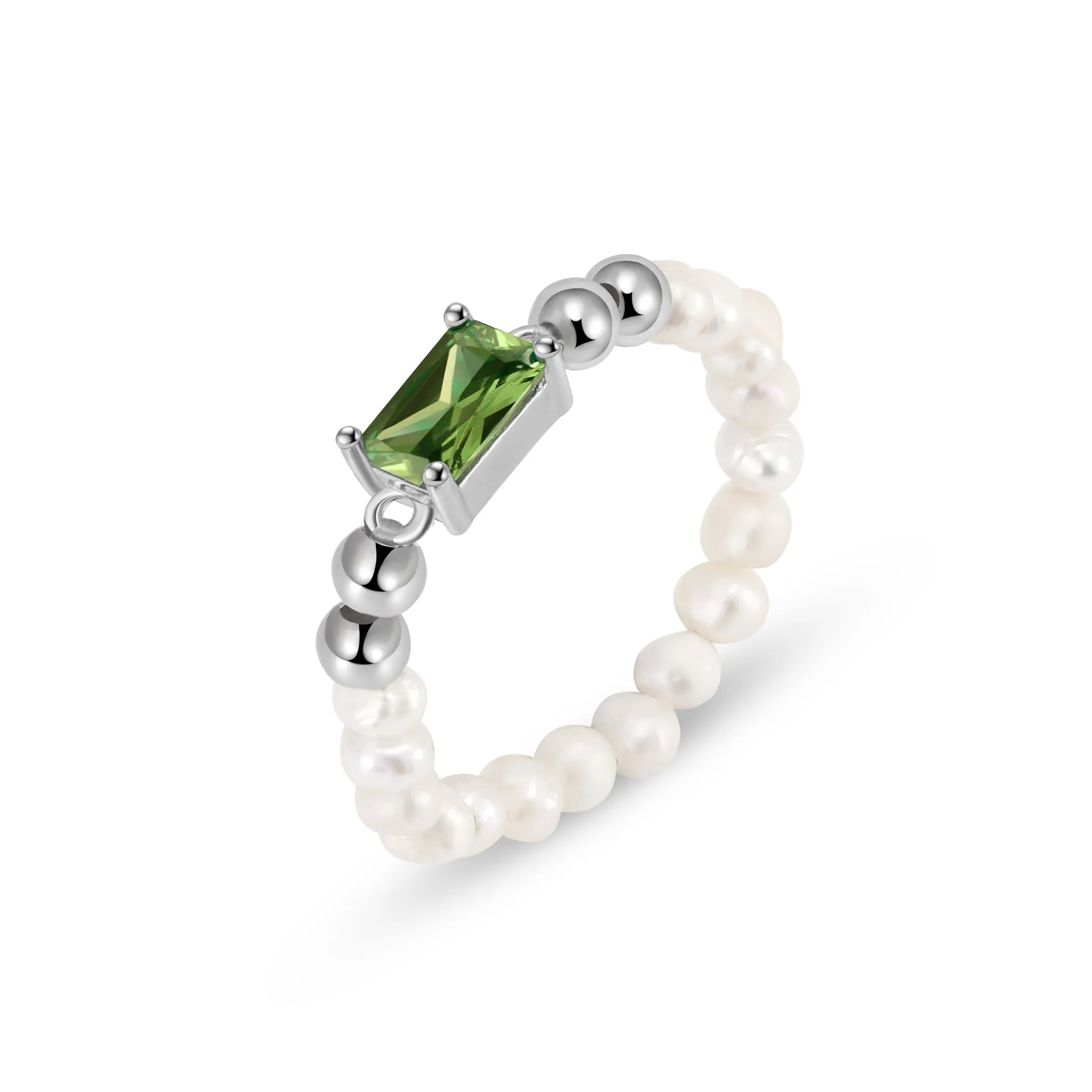 PEARL CASCADE GREEN STONE RING