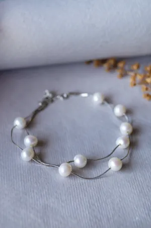 Pearl Garland Sterling Silver Chain Bracelet