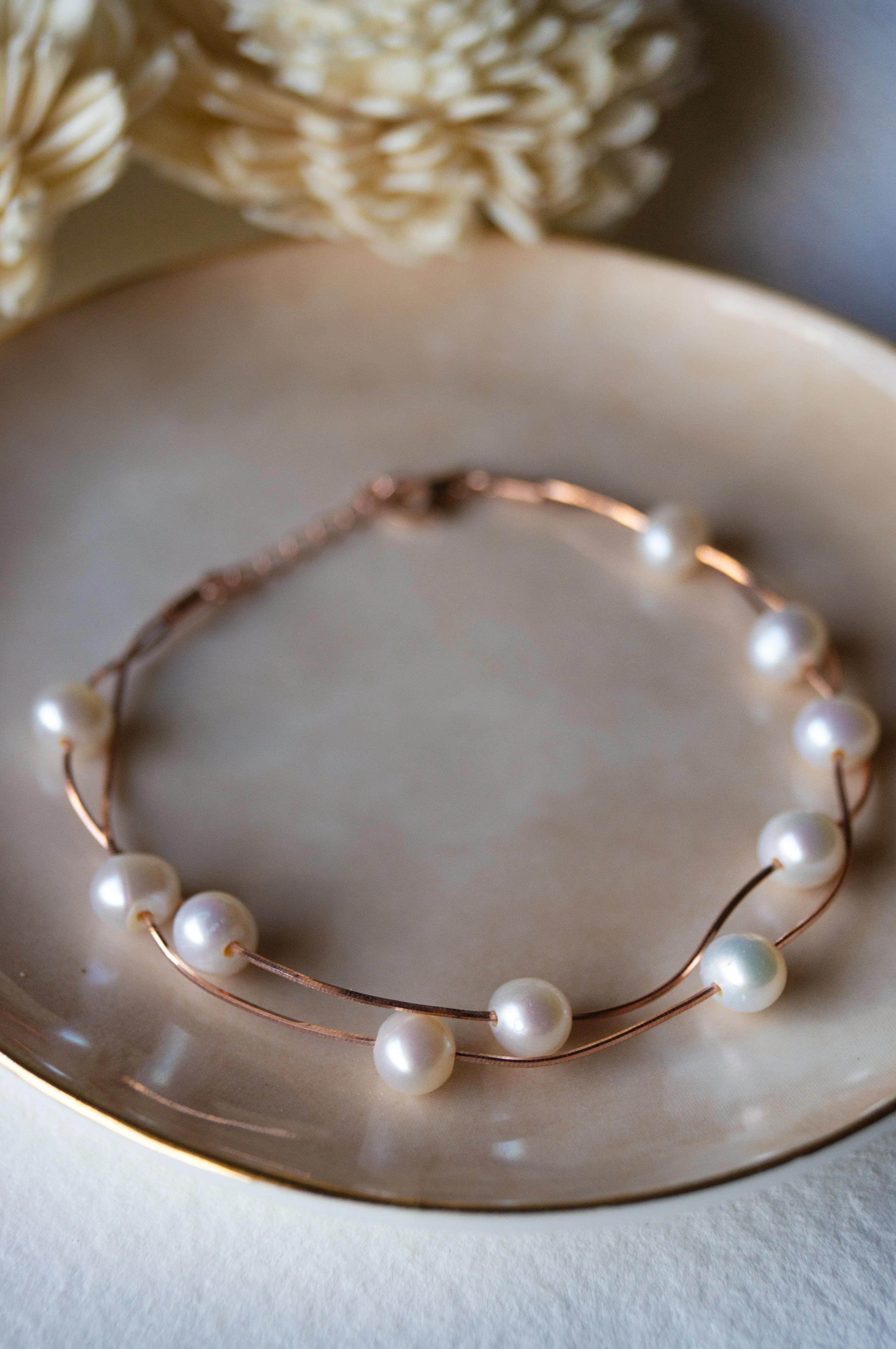 Pearl Garland Sterling Silver Chain Bracelet