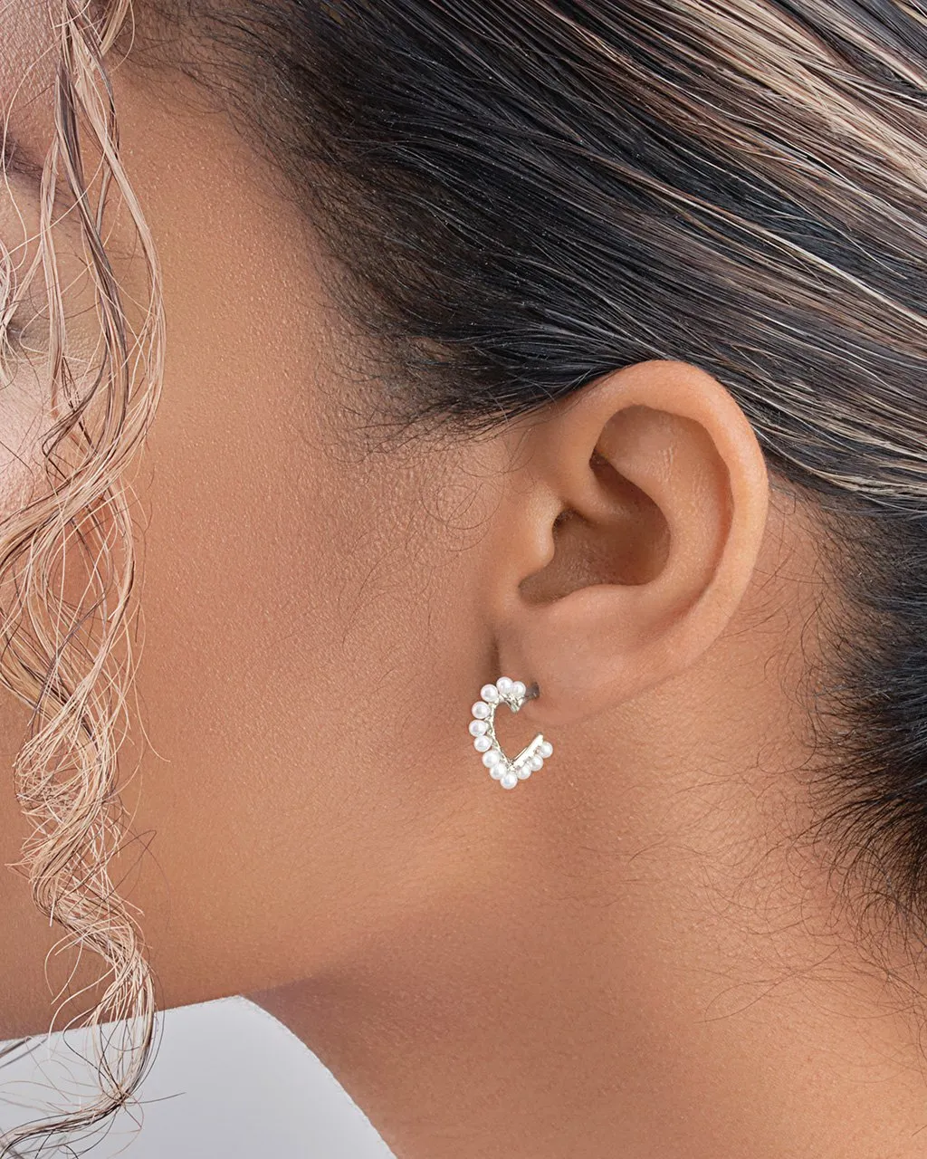 Pearl Heart Hoop Earrings