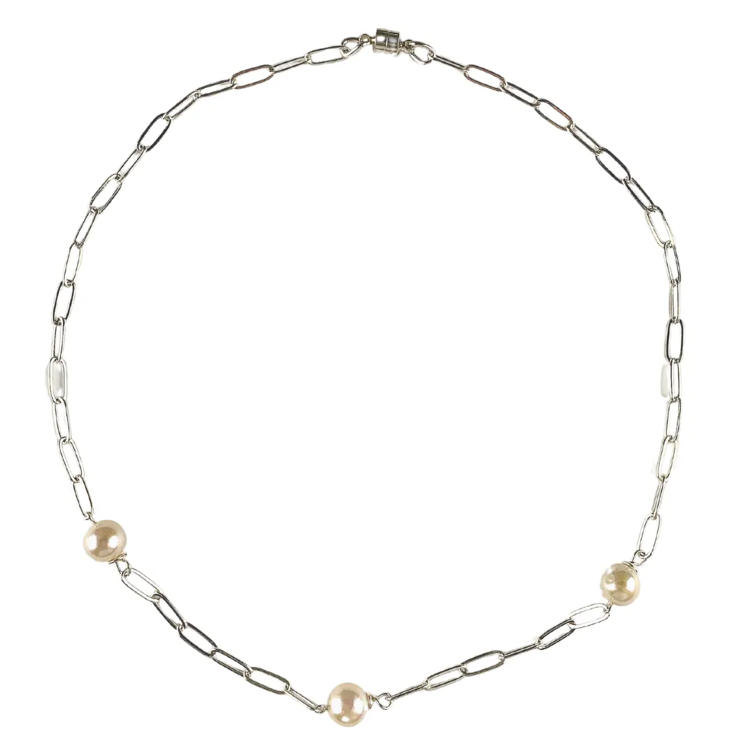 Pearl Paperclip Chain Choker