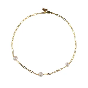 Pearl Paperclip Chain Choker