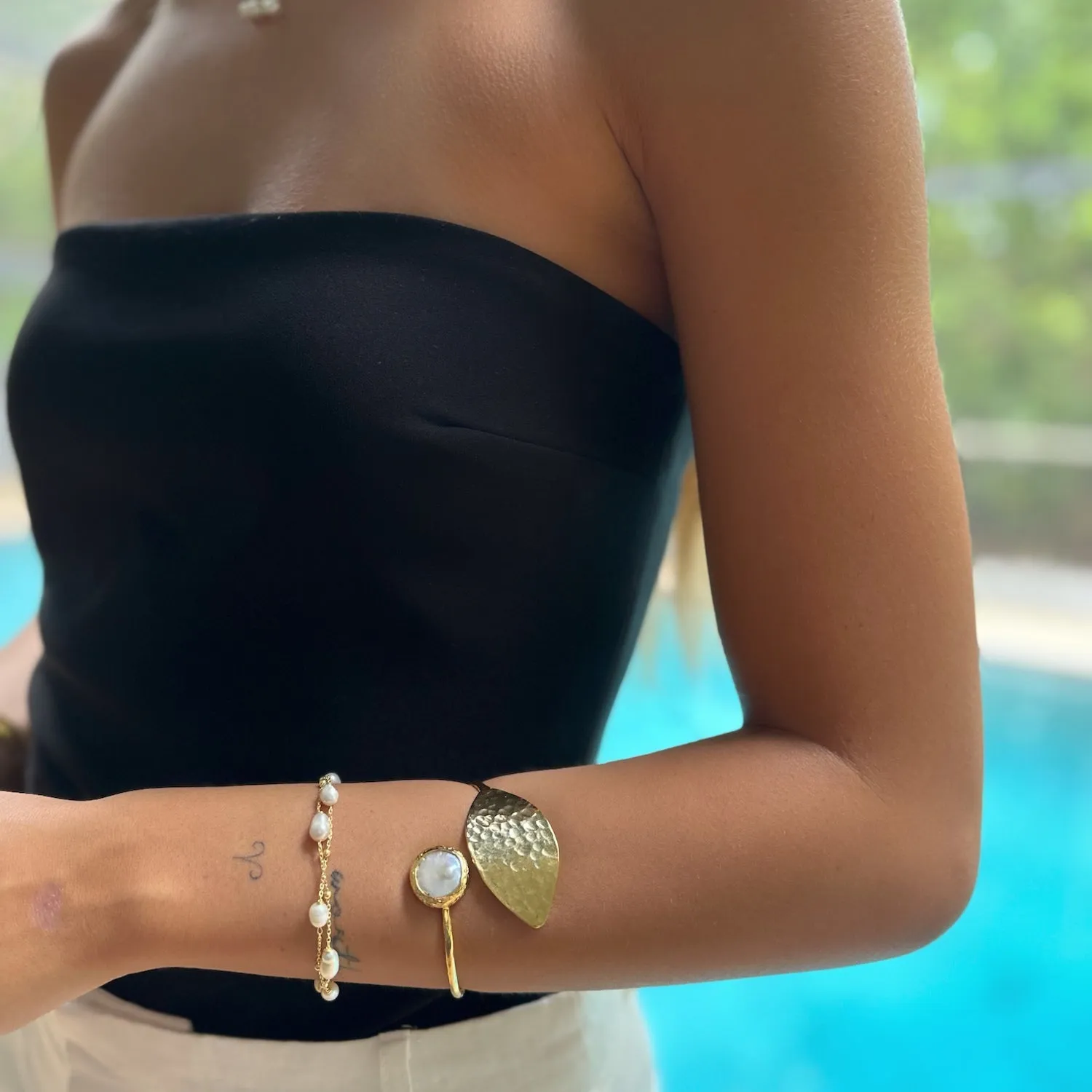 Pearl Stone Gold Chain Dainty Bracelet