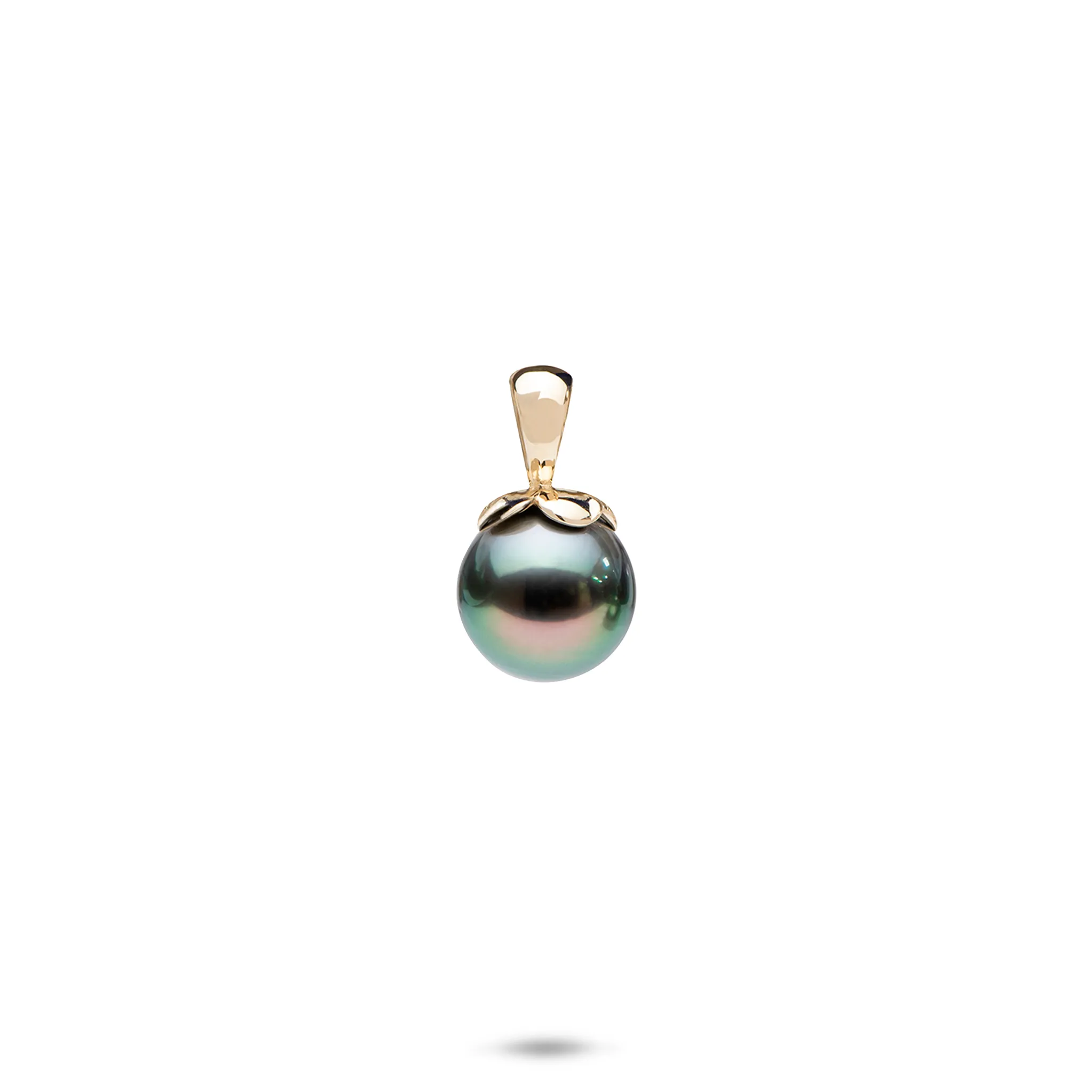 Pearls in Bloom Plumeria Tahitian Black Pearl Pendant in Gold - 8-9mm