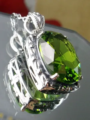 Peridot Pendant, Green Art Nouveau Necklace #P120