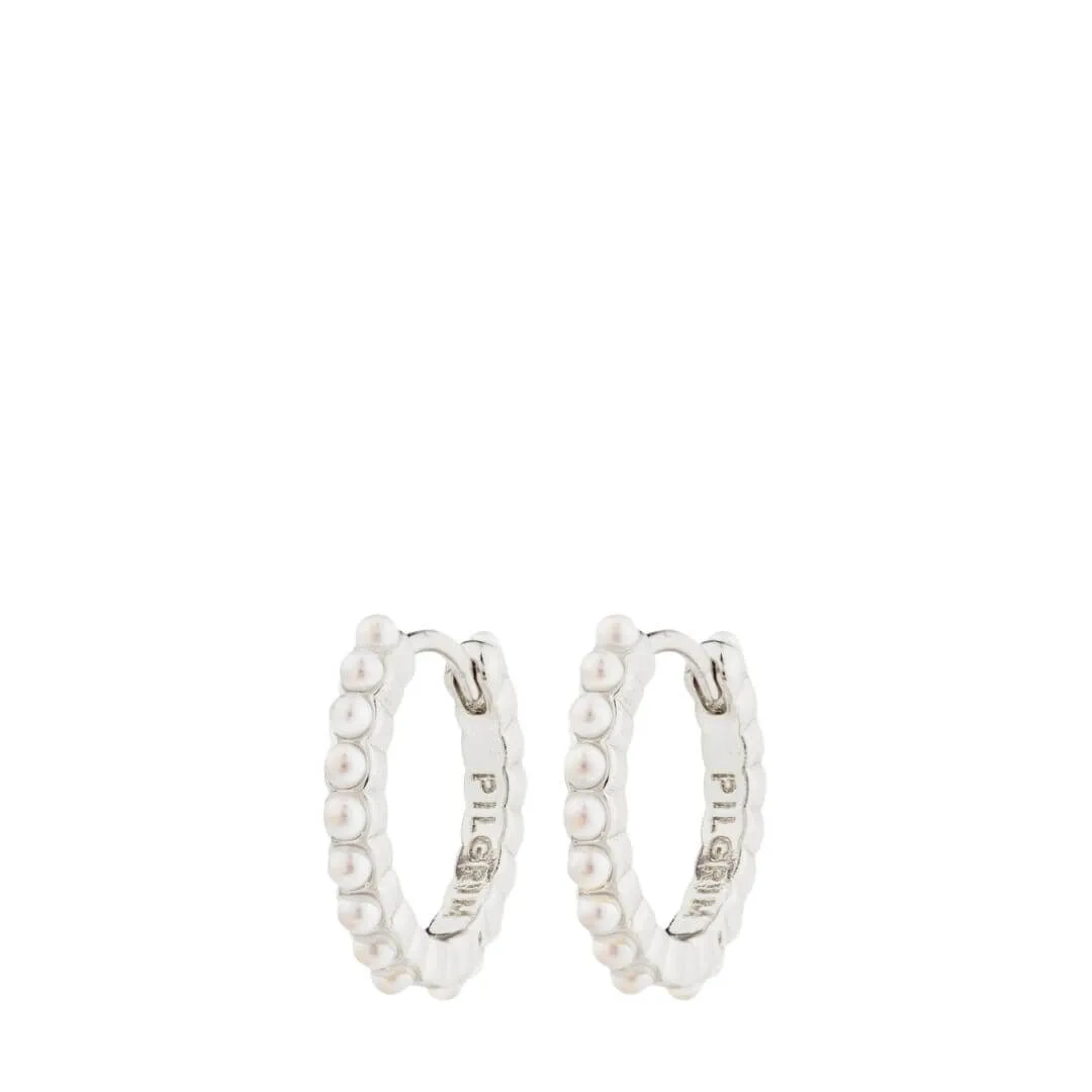 Pilgrim Kalia Silver Pearl Small Hoop Earrings