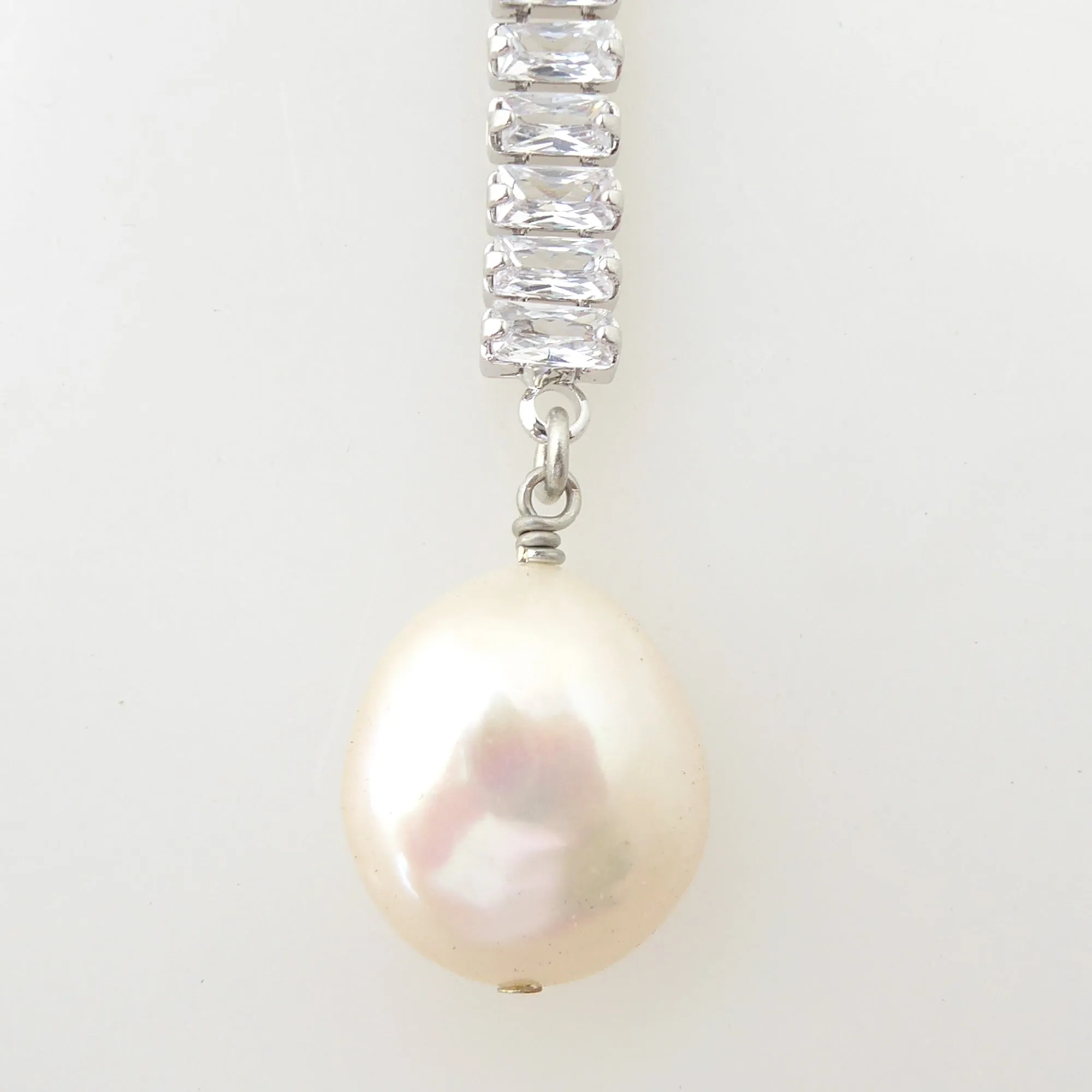 Pink baroque pearl drop necklace