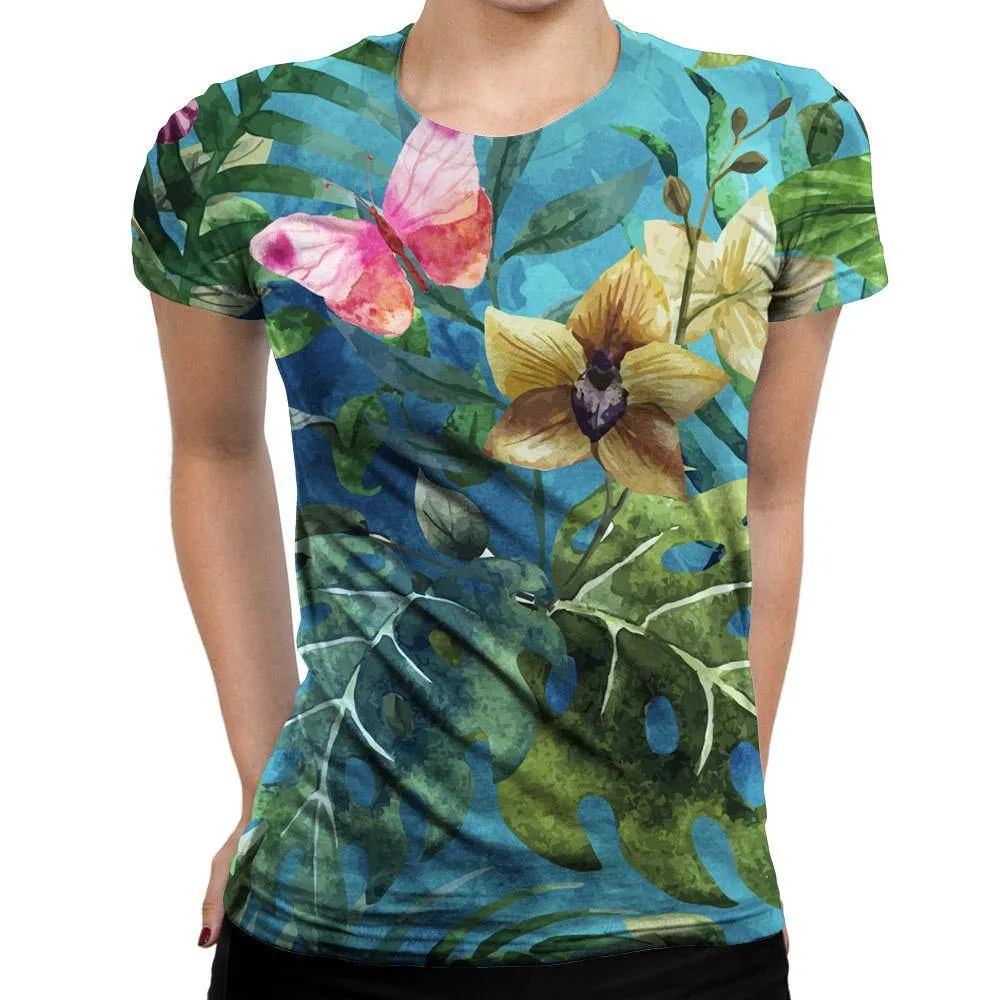 Pink Butterfly Womens T-Shirt