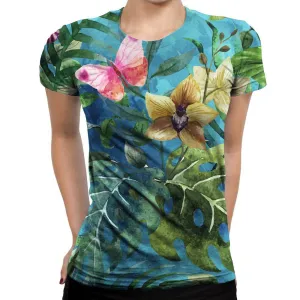 Pink Butterfly Womens T-Shirt