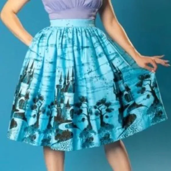 Pinup Couture, Pinup Girl Clothing Castles Blue Jenny Skirt