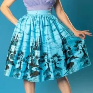 Pinup Couture, Pinup Girl Clothing Castles Blue Jenny Skirt