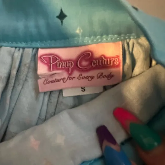 Pinup Couture, Pinup Girl Clothing Castles Blue Jenny Skirt
