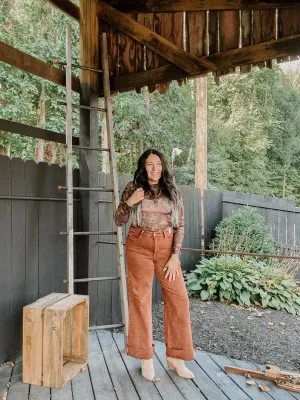 Pumpkin Spice Raw Hem Retro Wide | High Waist