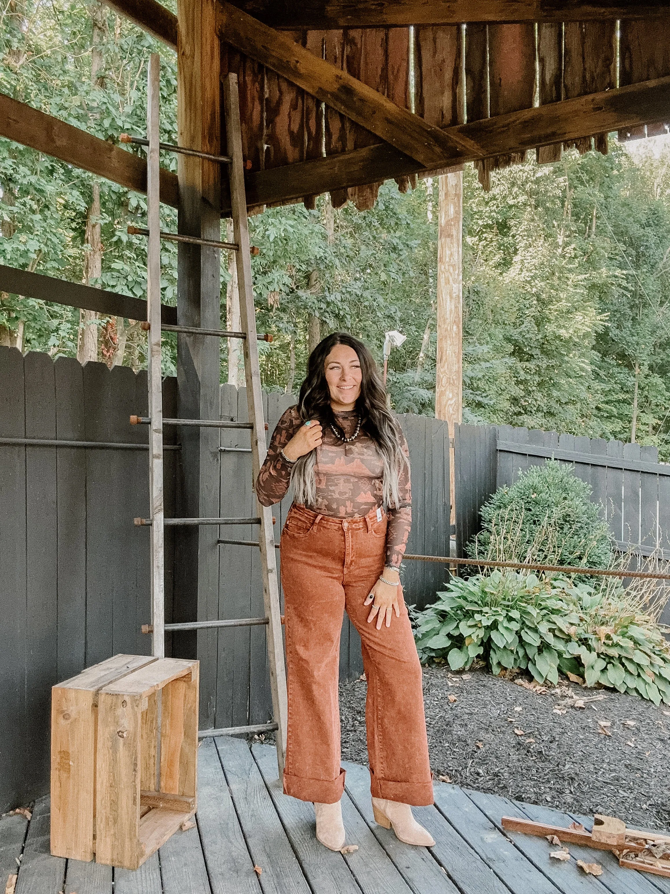 Pumpkin Spice Raw Hem Retro Wide | High Waist