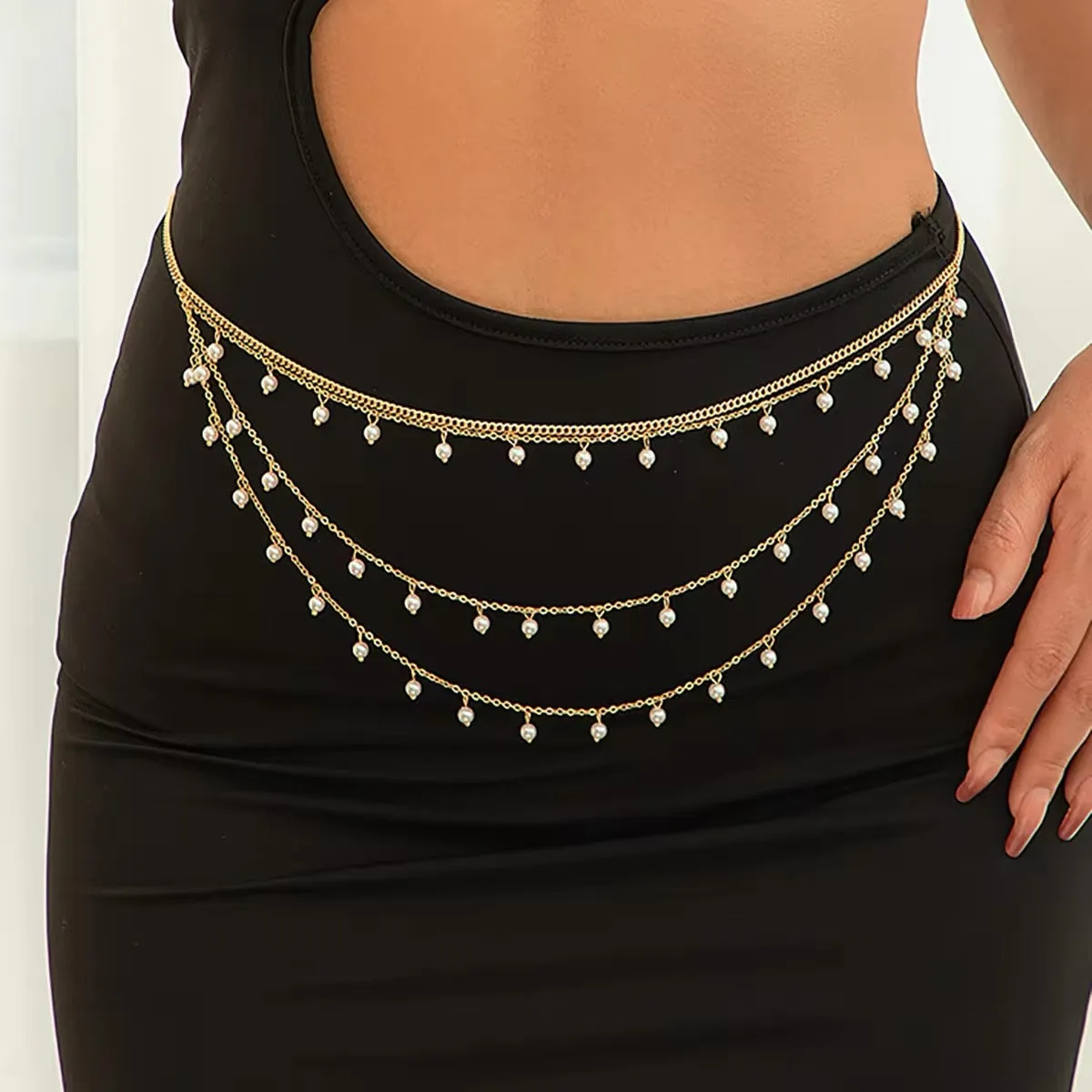 Punk Multi-layer Boho Pearl Waist Chain