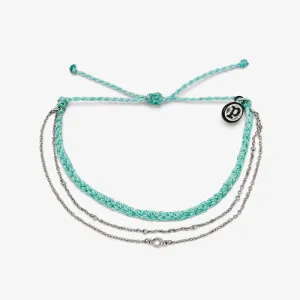 Pura Vida Silver Chain Bracelet ~ Satellite Chain Seafoam