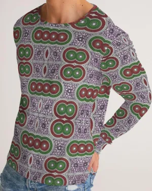 Purple Green African Print Men's Long Sleeve Tee