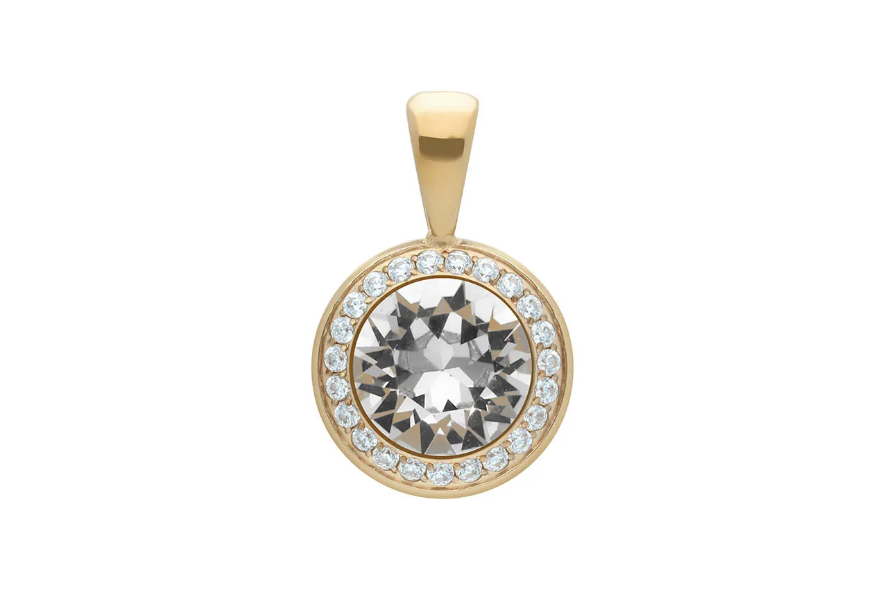 Qudo Tondo Deluxe Pendant Gold Necklace - Crystal